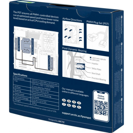 ARCTIC F12 PWM PST - Case fan - 120 mm - black - 6