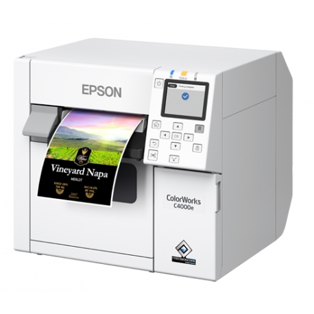 Epson ColorWorks CW-C4000E (BK) - Label printer - colour - ink-jet - Roll (10.2cm) - 1200 x 1200 dpi - up to 100 mm / sec (mono) / up to 100 mm / sec (colour) - USB, USB host - cutter - 1