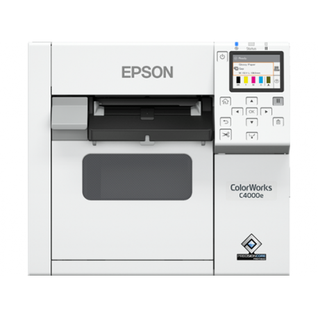 Epson ColorWorks CW-C4000E (MK) - Label printer - colour - ink-jet - Roll (10.2cm) - 1200 x 1200 dpi - up to 100 mm / sec (mono)  /  up to 100 mm / sec (colour) - USB, USB host - cutter - 0