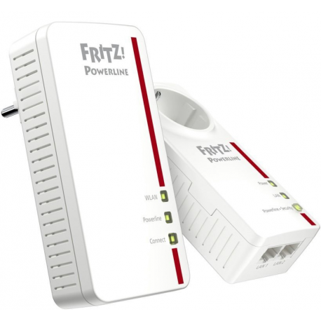 AVM FRITZ!Powerline 1260E - WLAN Set - powerline adapter kit - GigE, HomePlug AV (HPAV) 2.0, IEEE 1901 - 802.11a/b/g/n/ac - Dual Band - wall-pluggable - 0