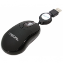 LogiLink Mini with retractable cable - Mouse - right and left-handed - optical - 3 buttons - wired - USB