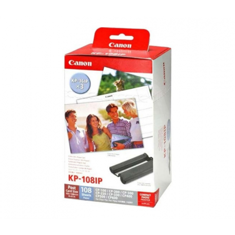 Canon KP-108IN - Colour (cyan, magenta, yellow) - original - print ribbon cassette and paper kit - for SELPHY CP1000, CP1200, CP1300, CP330, CP530, CP780, CP790, CP800, CP820, CP900, CP910 - 0