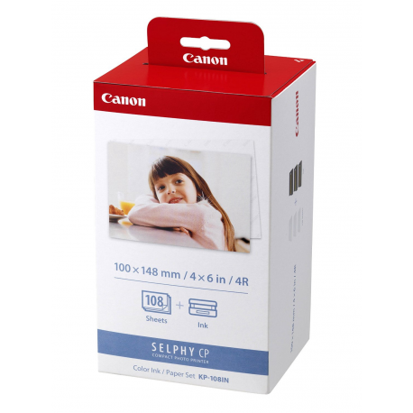 Canon KP-108IN - Colour (cyan, magenta, yellow) - original - print ribbon cassette and paper kit - for SELPHY CP1000, CP1200, CP1300, CP330, CP530, CP780, CP790, CP800, CP820, CP900, CP910 - 4