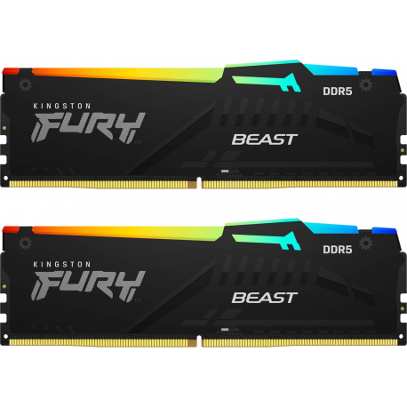 Kingston FURY Beast RGB - DDR5 - kit - 16 GB: 2 x 8 GB - DIMM 288-pin - 5600 MHz  /  PC5-44800 - CL36 - 1.25 V - unbuffered - on-die ECC - black - 0