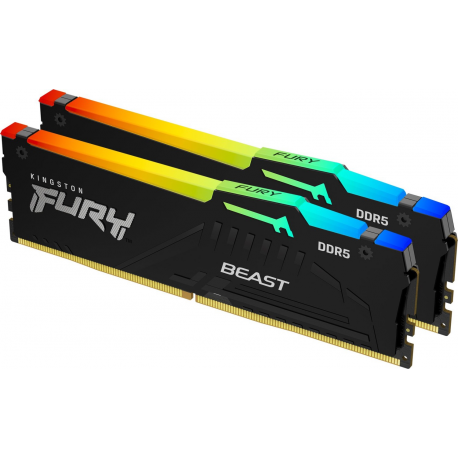 Kingston FURY Beast RGB - DDR5 - kit - 16 GB: 2 x 8 GB - DIMM 288-pin - 5600 MHz  /  PC5-44800 - CL36 - 1.25 V - unbuffered - on-die ECC - black - 2