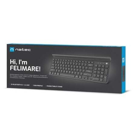 Natec Felimare - Keyboard - Bluetooth, 2.4 GHz - US - black - 4