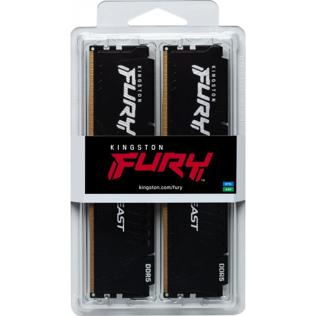 Kingston FURY Beast - DDR5 - kit - 64 GB: 2 x 32 GB - DIMM 288-pin - 6000 MHz  /  PC5-48000 - CL36 - 1.35 V - unbuffered - on-die ECC - 7