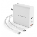 HyperJuice - Power adapter - GaN technology - 140 Watt - QC 3.0, Power Delivery 3.1 - 3 output connectors (USB, 2 x USB-C) - white