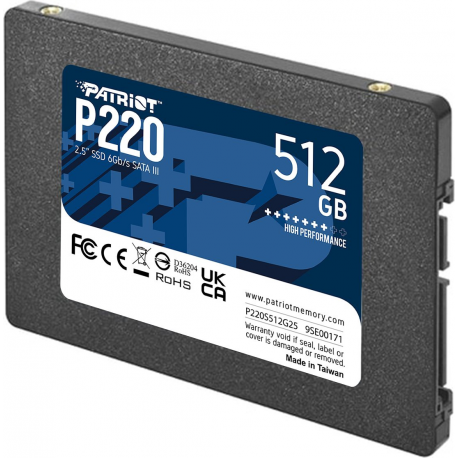 Patriot P220 - SSD - 512 GB - internal - 2.5" - SATA 3Gb / s - 2