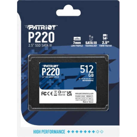 Patriot P220 - SSD - 512 GB - internal - 2.5" - SATA 3Gb / s - 3