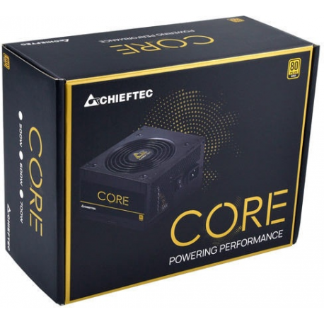Chieftec Core Series BBS-500S - Power supply (internal) - ATX12V 2.3/ EPS12V/ PS/2 - 80 PLUS Gold - AC 100-240 V - 500 Watt - active PFC - 3