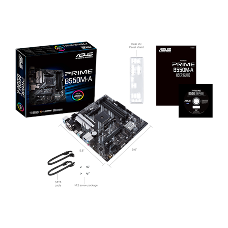 ASUS PRIME B550M-A - Motherboard - micro ATX - Socket AM4 - AMD B550 Chipset - USB 3.2 Gen 1, USB 3.2 Gen 2 - Gigabit LAN - onboard graphics (CPU required) - HD Audio (8-channel) - 5