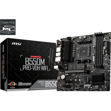 MSI B550M PRO-VDH - Motherboard - micro ATX - Socket AM4 - AMD B550 Chipset - USB-C Gen1, USB 3.2 Gen 1 - Gigabit LAN - onboard graphics (CPU required) - HD Audio (8-channel) - 4