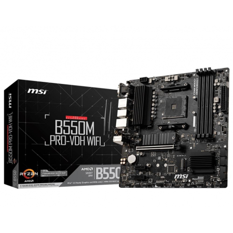 MSI B550M PRO-VDH - Motherboard - micro ATX - Socket AM4 - AMD B550 Chipset - USB-C Gen1, USB 3.2 Gen 1 - Gigabit LAN - onboard graphics (CPU required) - HD Audio (8-channel) - 5