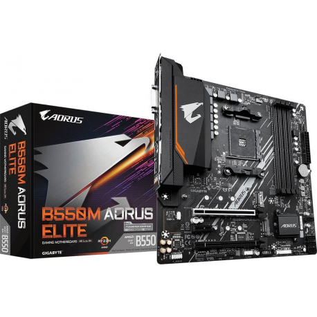Gigabyte B550M AORUS ELITE - 1.0 - motherboard - micro ATX - Socket AM4 - AMD B550 Chipset - USB 3.2 Gen 1 - Gigabit LAN - onboard graphics (CPU required) - HD Audio (8-channel) - 4