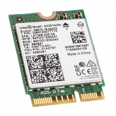 Intel Wi-Fi 6 AX201 - Network adapter - M.2 2230 (CNVio2) - Bluetooth 5.0, 802.11ax (Wi-Fi 6) - 0