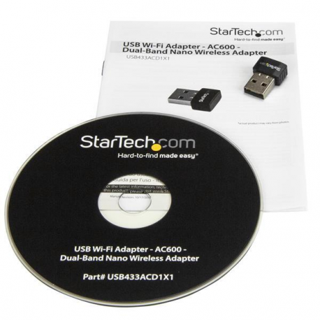 StarTech.com Wireless USB WiFi Adapter - Dual Band AC600 Wireless Dongle - 2.4GHz / 5GHz - 802.11ac Wi-Fi Laptop Adapter (USB433ACD1X1) - Network adapter - USB 2.0 - 802.11ac - black - 3
