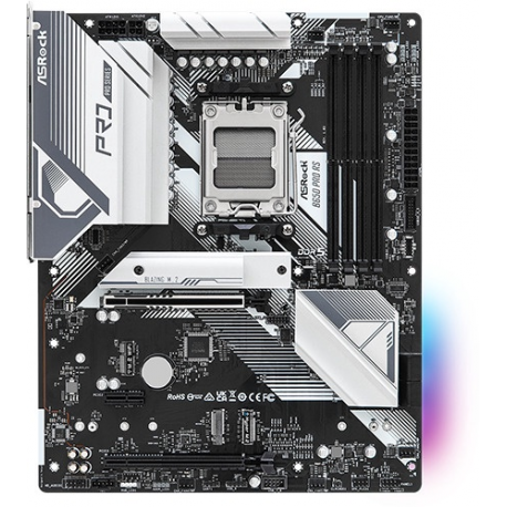ASRock B650 Pro RS - Motherboard - ATX - Socket AM5 - AMD B650 Chipset - USB-C 3.2 Gen 2x2, USB-C 3.2 Gen2, USB 3.2 Gen 2, USB 3.2 Gen 1 - 2.5 Gigabit LAN - onboard graphics (CPU required) - HD Audio (8-channel) - 1