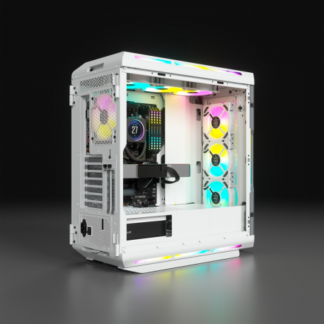 CORSAIR iCUE 5000T RGB - Mid tower - extended ATX - windowed side panel (tempered glass) - no power supply (ATX) - white - USB/Audio - 6
