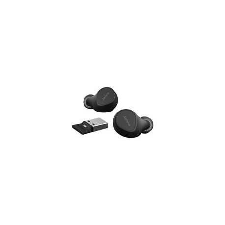 Jabra Evolve2 Buds UC - True wireless earphones with mic - in-ear - Bluetooth - active noise cancelling - USB-A via Bluetooth adapter - noise isolating - black - Zoom Certified, Optimised for Google Meet - 0