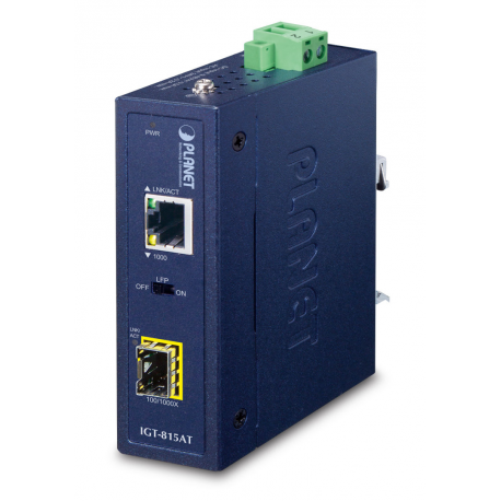 PLANET IGT-815AT - Fibre media converter - GigE - 10Base-T, 1000Base-LX, 1000Base-SX, 100Base-FX, 100Base-TX, 1000Base-T, 1000Base-BX - RJ-45 / SFP (mini-GBIC) - 0