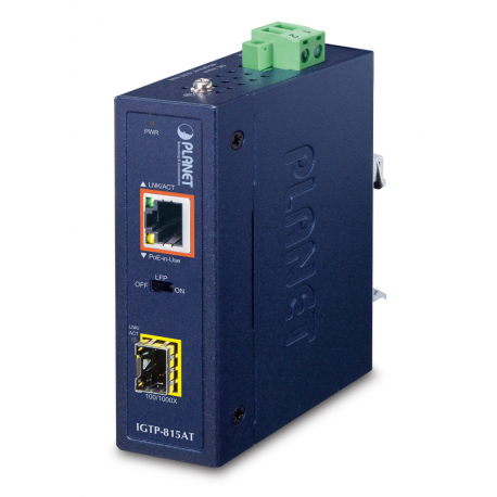 PLANET IGTP-815AT - Fibre media converter - GigE - 10Base-T, 100Base-TX, 1000Base-T, 1000Base-X, 100Base-X - SFP (mini-GBIC) / RJ-45 - 0