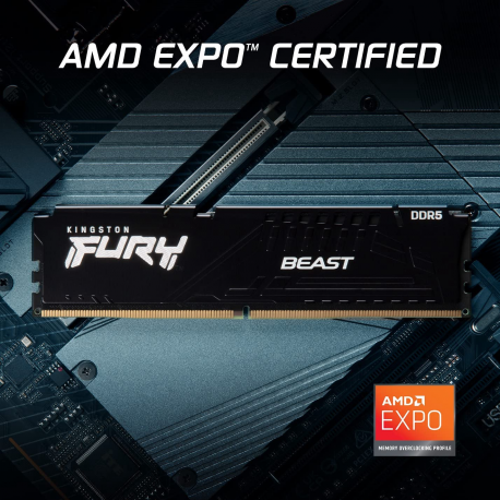 Kingston FURY Beast - DDR5 - module - 16 GB - DIMM 288-pin - 5600 MHz  /  PC5-44800 - CL36 - 1.25 V - unbuffered - on-die ECC - black - 7