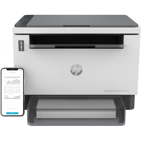 HP LaserJet Tank MFP 2604dw - Multifunction printer - B / W - laser - refillable - 216 x 297 mm (original) - A4 / Legal (media) - up to 23 ppm (copying) - up to 22 ppm (printing) - 250 sheets - USB 2.0, LAN, Wi-Fi(n), Bluetooth - 8