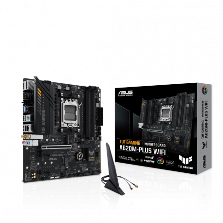 ASUS TUF GAMING A620M-PLUS WIFI - Motherboard - micro ATX - Socket AM5 - AMD A620 Chipset - USB 3.2 Gen 1, USB-C 3.2 Gen 1 - Gigabit LAN, 2.5 Gigabit LAN, Bluetooth, Wi-Fi - onboard graphics (CPU required) - HD Audio (8-channel) - 9