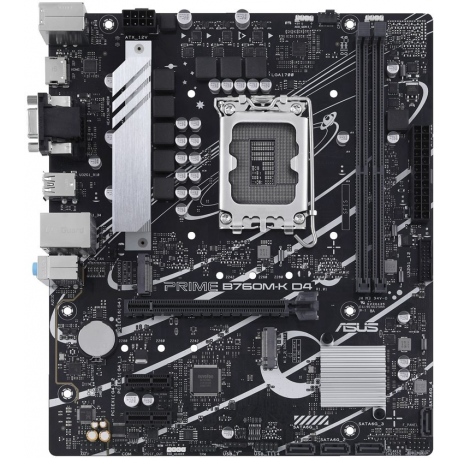 ASUS PRIME B760M-K D4 - Motherboard - micro ATX - LGA1700 Socket - B760 Chipset - USB 3.2 Gen 1 - 2.5 Gigabit LAN - onboard graphics (CPU required) - HD Audio (8-channel) - 0