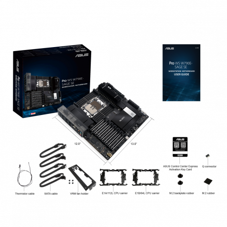 ASUS PRO WS W790E-SAGE SE - Motherboard - SSI EEB - LGA4677 Socket-E - W790 Chipset - USB 3.2 Gen 1, USB 3.2 Gen 2x2, USB-C 3.2 Gen2, USB-C 3.2 Gen 2x2 - 10 Gigabit LAN, Gigabit LAN - HD Audio (8-channel) - 7