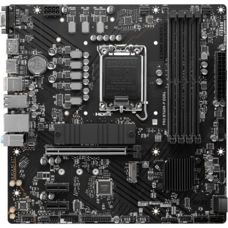 MSI PRO B760M-P - Motherboard - micro ATX - LGA1700 Socket - B760 Chipset - USB 3.2 Gen 1, USB-C 3.2 Gen2 - Gigabit LAN - onboard graphics (CPU required) - HD Audio (8-channel) - 0