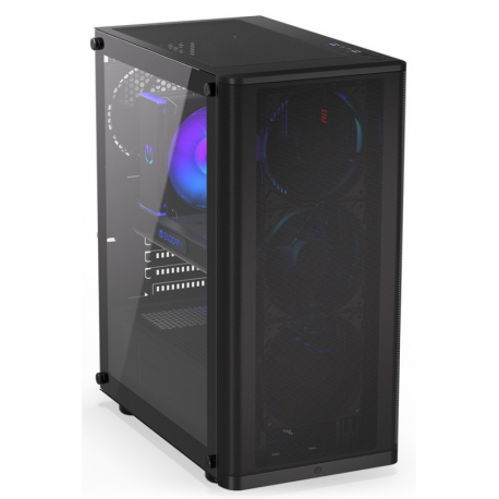 Endorfy Ventum 200 Air - Mid tower - ATX - windowed side panel (tempered glass) - no power supply (ATX) - black - USB / Audio - 6