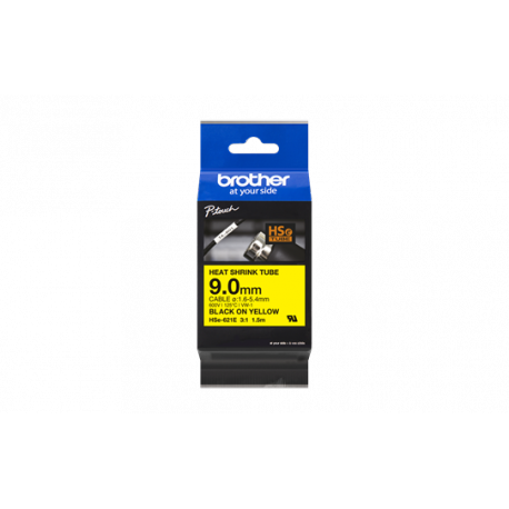 Brother HSe-621E - Black on yellow - Roll (0.9 cm x 1.5 m) 1 cassette(s) hanging box - heat shrink tube tape - for P-Touch PT-D800W, PT-E300, PT-E300VP, PT-E550WVP, PT-P700, PT-P750W, PT-P900W, PT-P950NW - 0