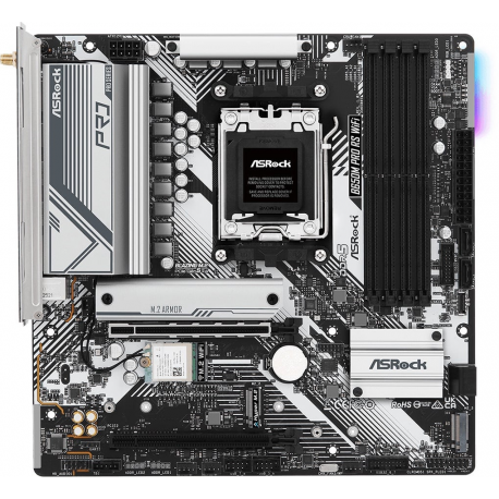 ASRock B650M PRO RS - Motherboard - micro ATX - Socket AM5 - AMD B650 Chipset - USB 3.2 Gen 1, USB 3.2 Gen 2, USB-C 3.2 Gen2, USB-C 3.2 Gen 1 - 2.5 Gigabit LAN - onboard graphics (CPU required) - HD Audio (8-channel) - 0