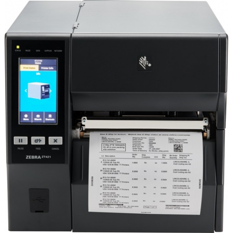 Zebra ZT400 Series ZT421 - Label printer - direct thermal  /  thermal transfer - Roll (17.1 cm) - 203 dpi - up to 305 mm / sec - USB 2.0, LAN, serial, USB host, NFC, Bluetooth 4.1 - rewinder, peeler - 2