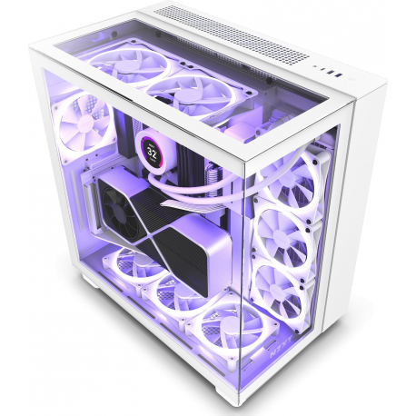 NZXT H series H9 Elite - Mid tower - ATX - windowed side panel (tempered glass) - no power supply - matt white - USB / Audio - 0