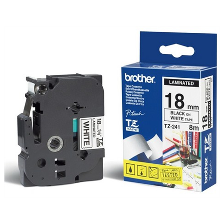 Brother - Black on white - Roll (1.8 cm x 8 m) laminated tape - for P-Touch PT-18, 1830, 1880, 2030, 2100, 2110, 2430, 2700, 2710, 2730, 3600, 9700, 9800 - 0