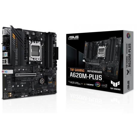 ASUS TUF GAMING A620M-PLUS - Motherboard - micro ATX - Socket AM5 - AMD A620 Chipset - USB 3.1 Gen 1, USB-C 3.2 Gen 1 - 2.5 Gigabit LAN - onboard graphics (CPU required) - HD Audio (8-channel) - 7