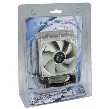 LC Power Cosmo Cool LC-CC-95 - Processor cooler - (for: LGA775, LGA1156, AM2, AM3, LGA1155) - aluminium and copper - 90 mm - white, silver - 2