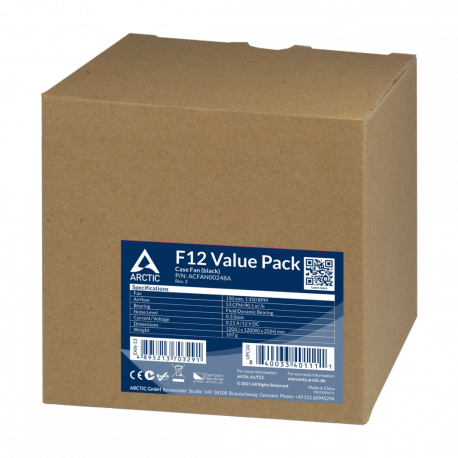 ARCTIC F12 - Rev 3 - case fan - 120 mm - black (pack of 5) - 4