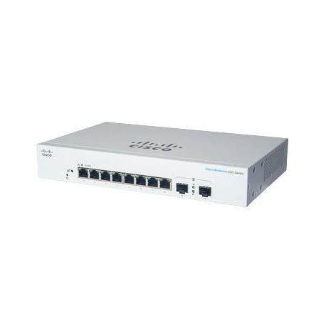 Cisco Business 220 Series CBS220-8T-E-2G - Switch - smart - 8 x 10 / 100 / 1000 + 2 x Gigabit SFP (uplink) - rack-mountable - 0