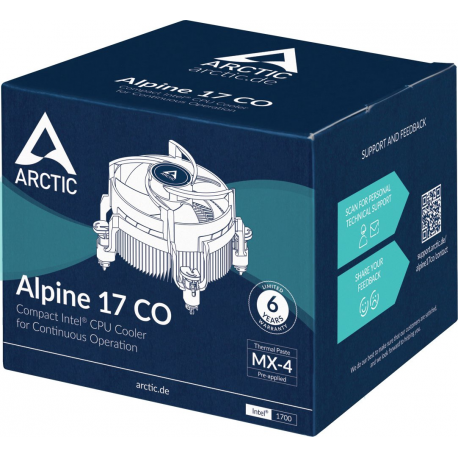 ARCTIC Alpine 17 CO - Processor cooler - (for: LGA1700) - aluminium - 92 mm - 6