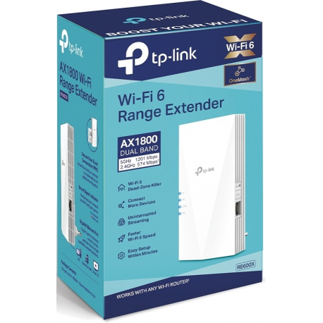 TP-Link RE600X V2 - Wi-Fi range extender - Wi-Fi 6 - 2.4 GHz, 5 GHz - in wall - 2