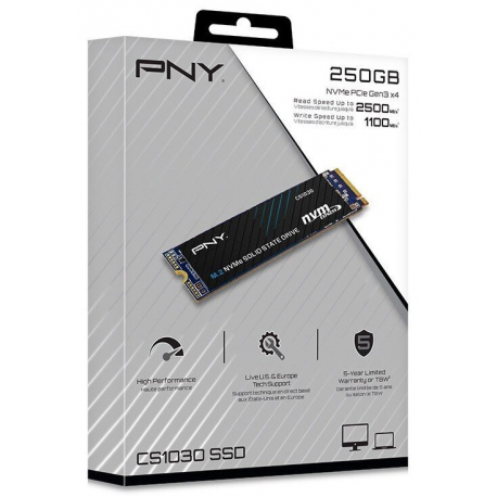 PNY CS1030 - SSD - 250 GB - internal - M.2 2280 - PCIe 3.0 x4 (NVMe) - 1
