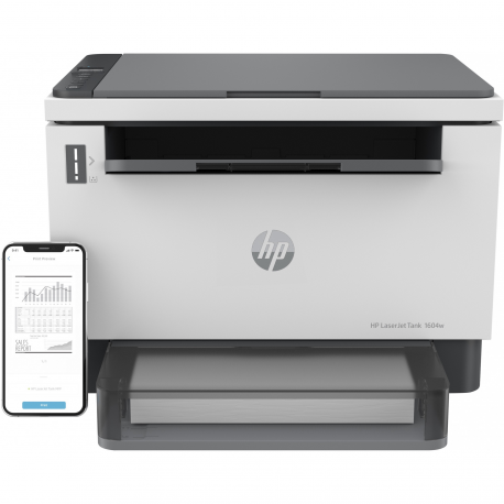 HP LaserJet Tank MFP 1604w - Multifunction printer - B / W - laser - 216 x 297 mm (original) - A4 / Legal (media) - up to 14 ppm (copying) - up to 22 ppm (printing) - 150 sheets - USB 2.0, LAN, Wi-Fi(n), Bluetooth - 8