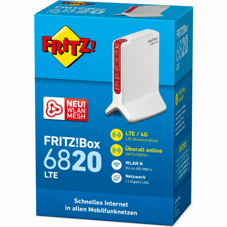 AVM FRITZ!Box 6820 LTE - Wireless router - WWAN - GigE - 802.11b/g/n - 2.4 GHz - 6