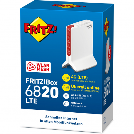 AVM FRITZ!Box 6820 LTE - Wireless router - WWAN - GigE - 802.11b/g/n - 2.4 GHz - 7