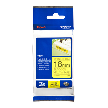 Brother TZe-641 - Standard adhesive - black on yellow - Roll (1.8 cm x 8 m) 1 cassette(s) laminated tape - for Brother PT-D600; P-Touch PT-1880, D450, E550, E800, P900, P950; P-Touch Cube Plus PT-P710 - 2