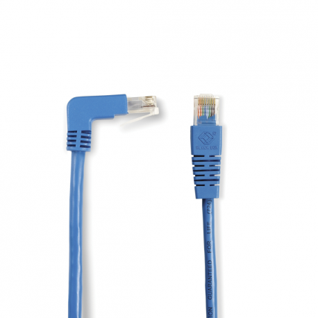 Black Box SpaceGAIN Down to Straight - Patch cable - RJ-45 (M) to RJ-45 (M) - 4.5 m - UTP - CAT 6 - 180° connector, 90° connector, angled, stranded - blue - 0
